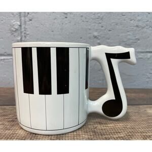 Vintage 1980s Piano Keyboard Coffee Mug Music Note Handle Russ Berrie Tea Mug